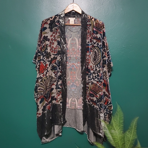 Mystree Tops - Mystree | Velvet Burnout Boho Vintage Kimono